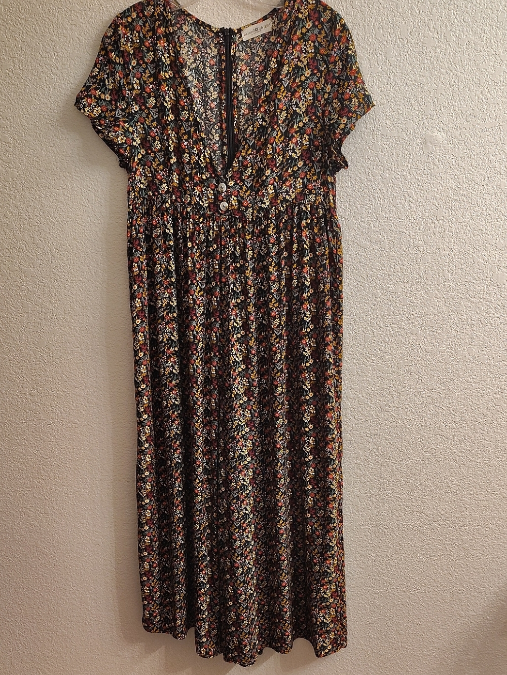 NATURAL LIFE Black Floral Jumpsuit with Multicolor Print